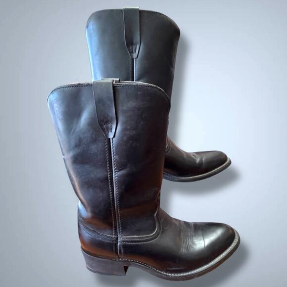 Men's Size 10EE ACME Black Leather Classic Western Boots Neoprene Soles EUC - Picture 5 of 12